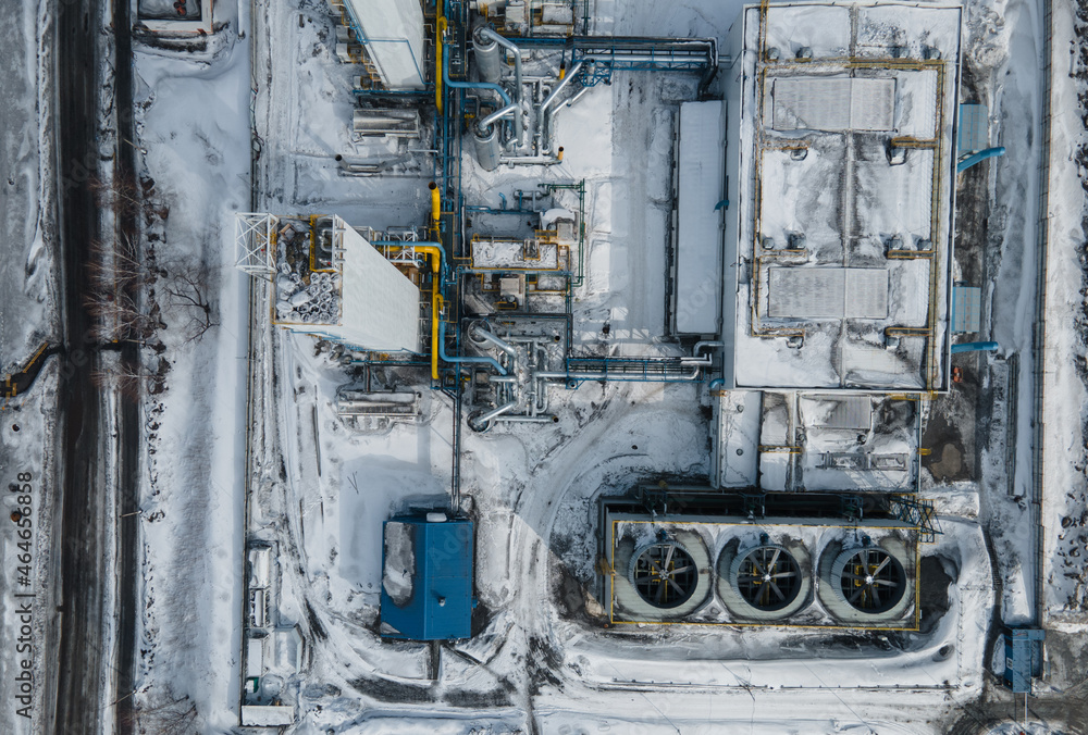 Close-up of oil and gas refineries zone, Steel pipeline equipment detail. air pollution. fly a drone Close-up of oil and gas refineries zone, Steel pipeline equipment detail. air pollution. fly a drone