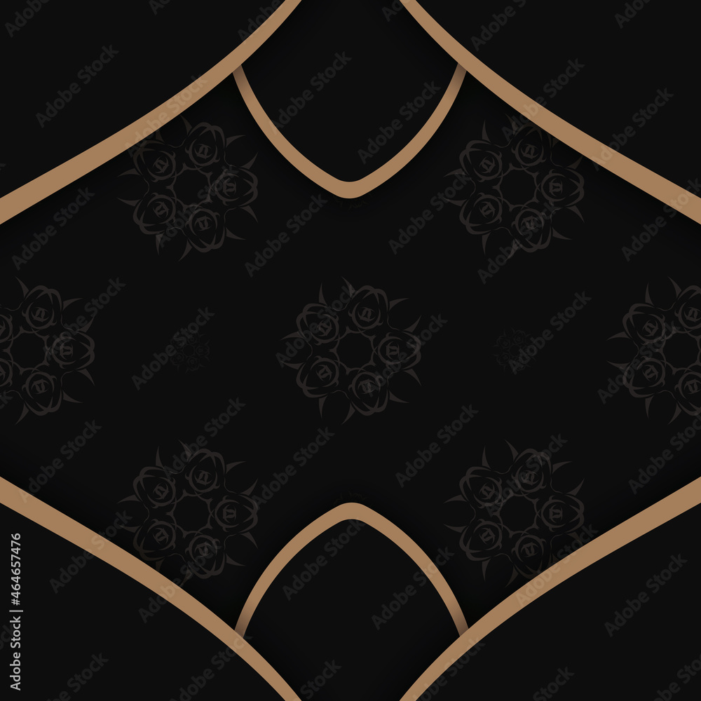 Black brochure with antique brown ornamentation is ready for printing.