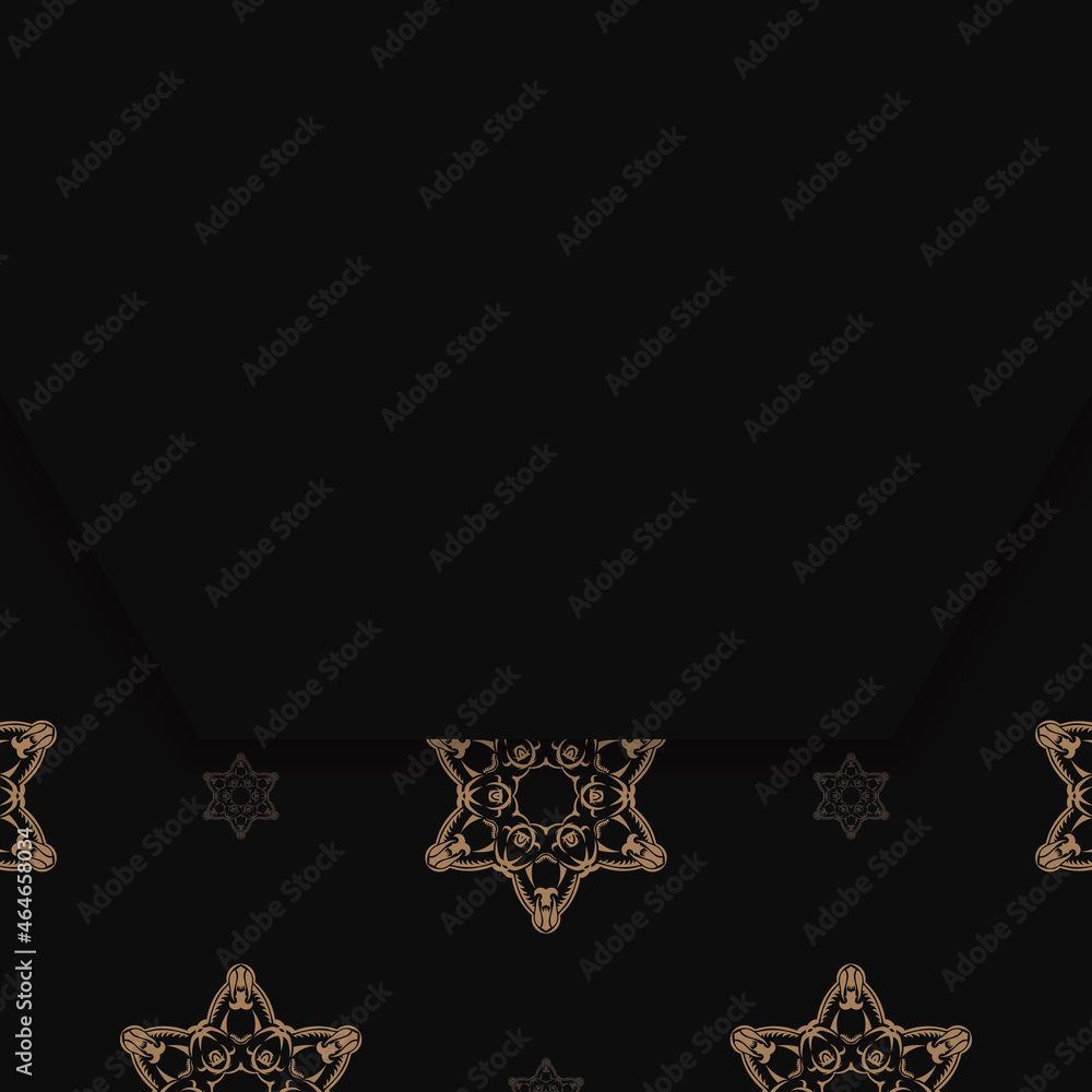 Black color flyer with vintage brown pattern for your design.