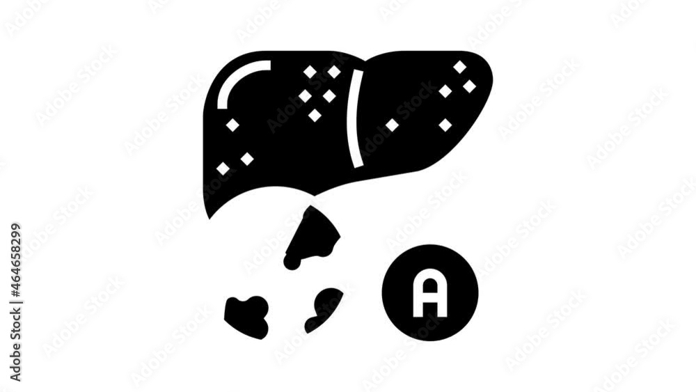Hepatitis Liver Health Problem glyph icon animation. Cirrhosis And
