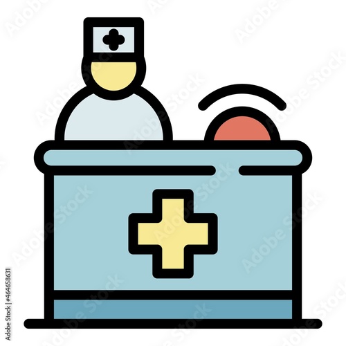 Private clinic reception icon. Outline private clinic reception vector icon color flat isolated