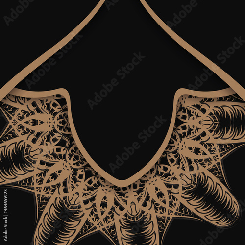 Black leaflet with brown mandala pattern prepared for printing.