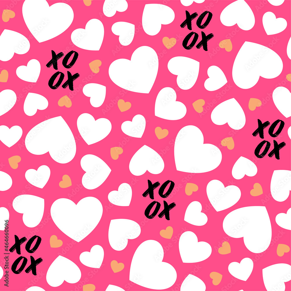Heart seamless pattern on pink background. Heart seamless pattern on pink background.
