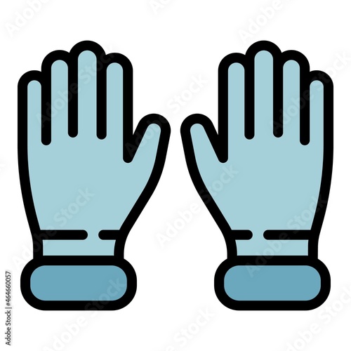 Gynecologist gloves icon. Outline gynecologist gloves vector icon color flat isolated