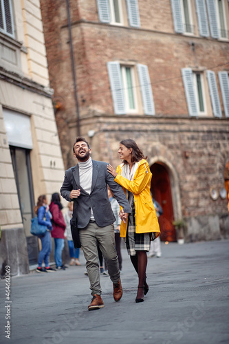 Happy couple enjoying the walk together