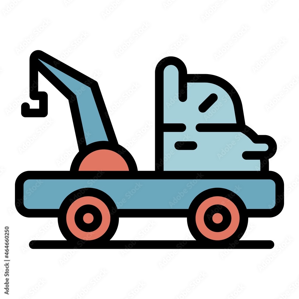 Tow truck help icon. Outline tow truck help vector icon color flat isolated Tow truck help icon. Outline tow truck help vector icon color flat isolated
