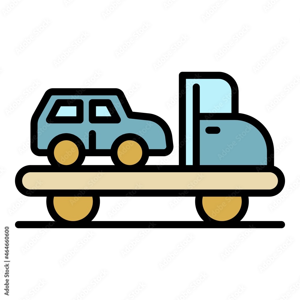 Car accident tow icon. Outline car accident tow vector icon color flat isolated Car accident tow icon. Outline car accident tow vector icon color flat isolated