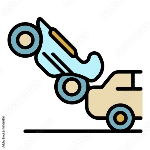 Motorbike car accident icon. Outline motorbike car accident vector icon color flat isolated