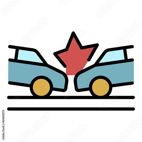 Road car accident icon. Outline road car accident vector icon color flat isolated