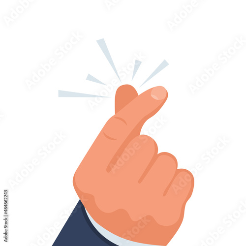 Snapping fingers. Clicking fingers. Magic gesture. Template for the print and web. Vector illustration flat design. Isolated on white background.