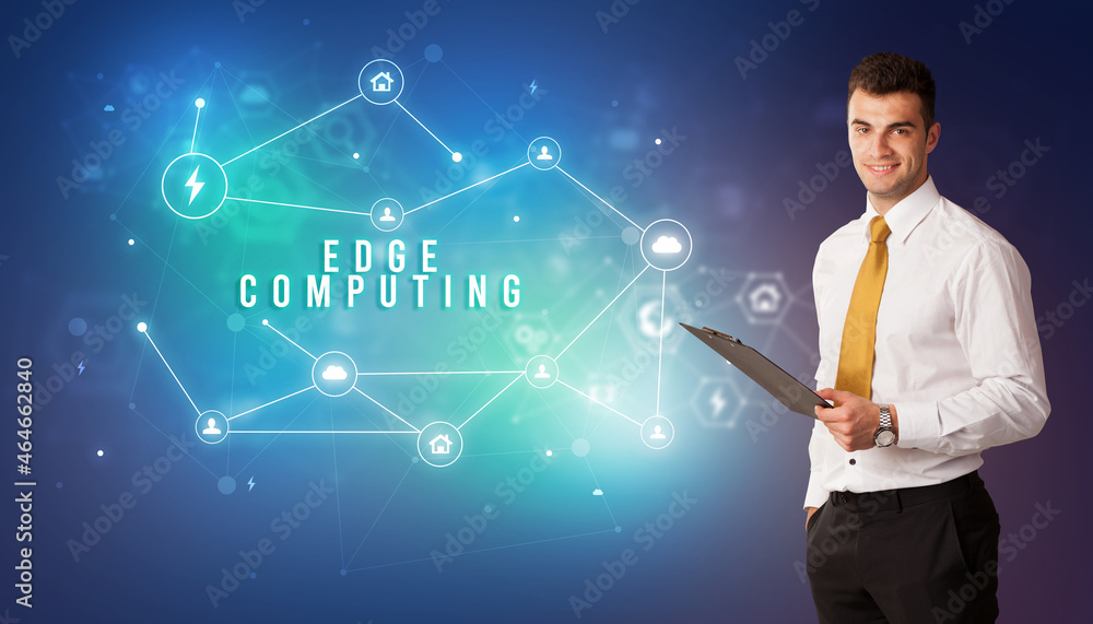 Businessman thinking about technology concept Businessman thinking about technology concept
