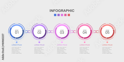 Timeline infographic design element and number 5 options