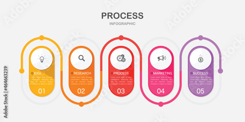Timeline process infographic design element and number 5 options