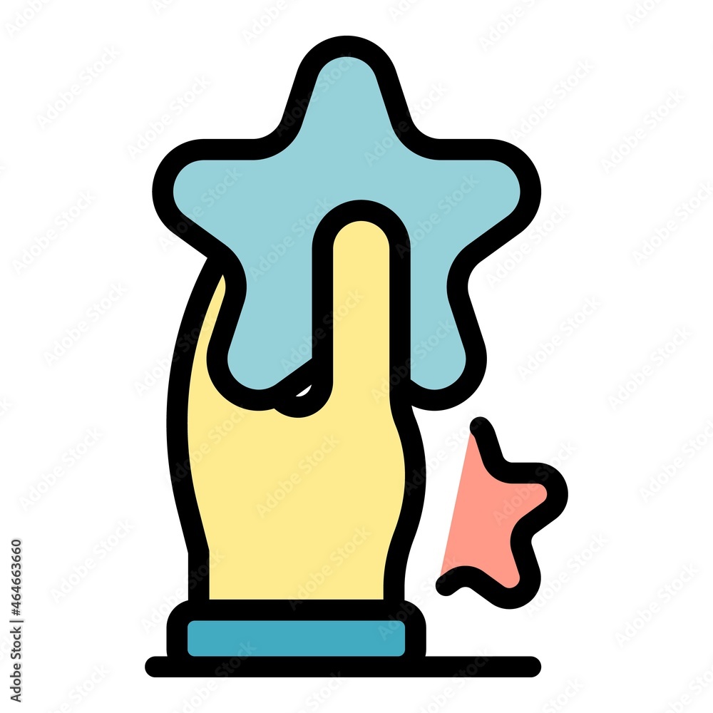 Obraz premium Star in hand icon. Outline star in hand vector icon color flat isolated