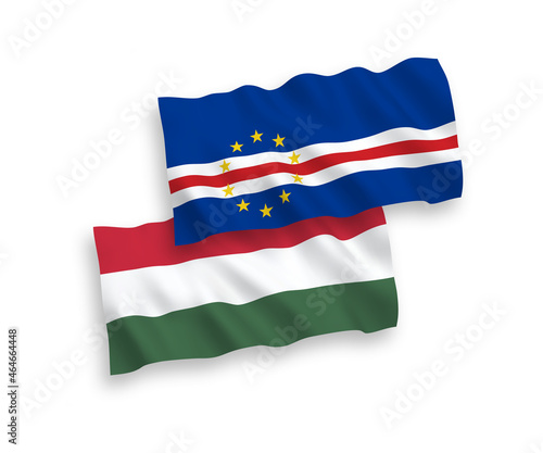Free Download National vector fabric wave flags of Republic of Cabo Verde and Hungary isolated on white background. 1 to 2 proportion. - GFXLoad