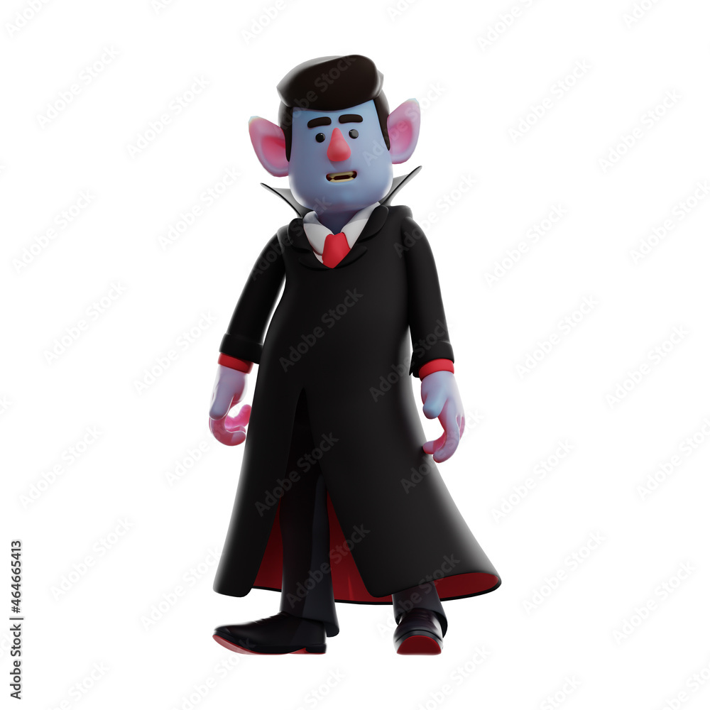 3D Dracula Vampire Cartoon Character with funny face