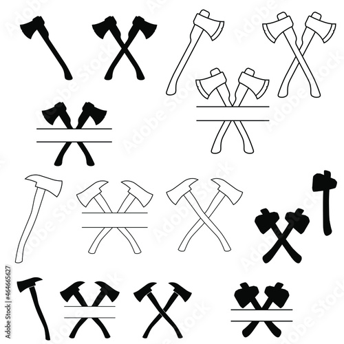 Axe icon vector set. forester illustration sign collection. chop wood symbol or logo.