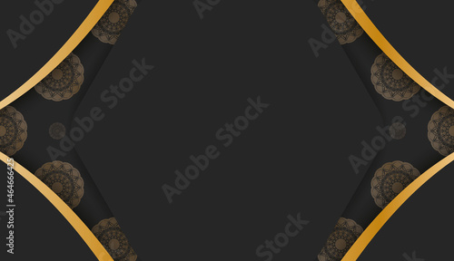 Black background with Indian gold ornaments and place for text