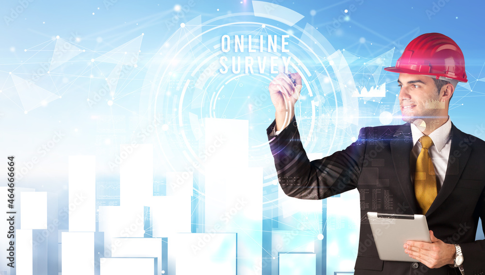 Handsome businessman with helmet drawing Handsome businessman with helmet drawing