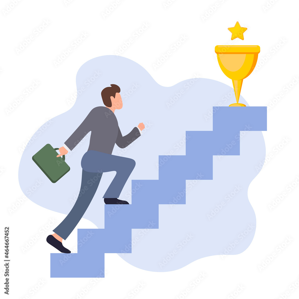 Fototapeta premium A businessman climbs the stairs.