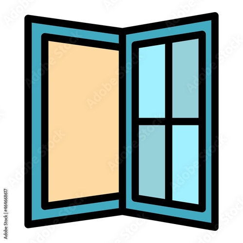 Open office window icon. Outline open office window vector icon color flat isolated