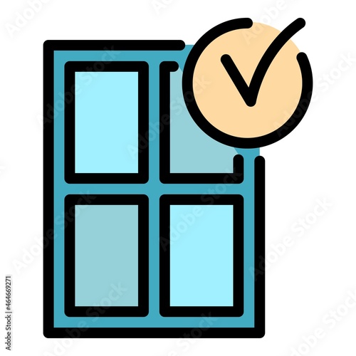 Window installation finish icon. Outline window installation finish vector icon color flat isolated