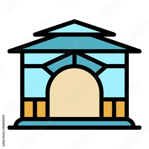 Pavilion gazebo icon. Outline pavilion gazebo vector icon color flat isolated