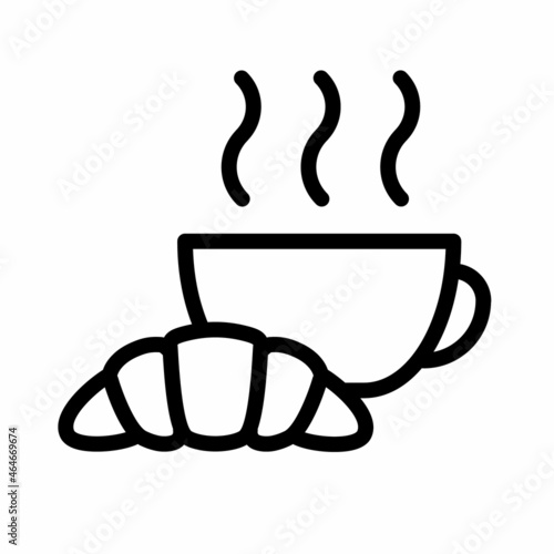 Coffee and croissant icon. Simple outline icon. Vector illustration.