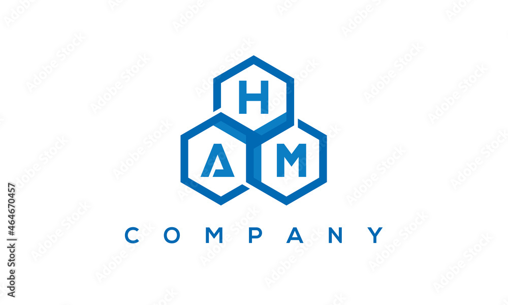 HAM three letters creative polygon hexagon logo	