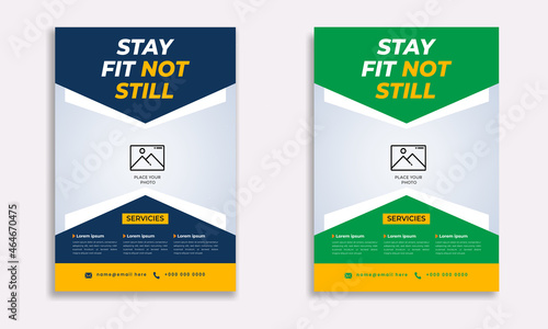 Fitness body building and gym flyer A4 size template