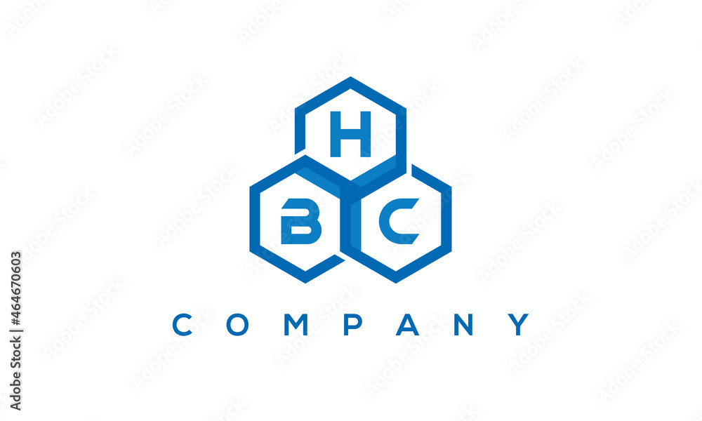 HBC three letters creative polygon hexagon logo	