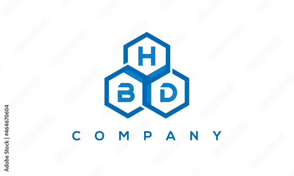 HBD three letters creative polygon hexagon logo	
