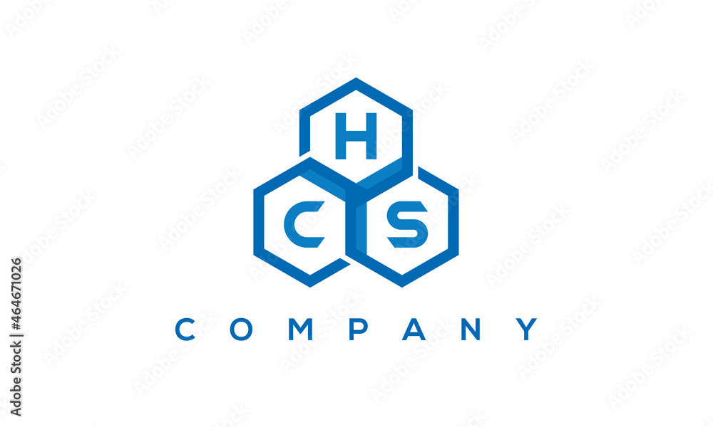 HCS three letters creative polygon hexagon logo	