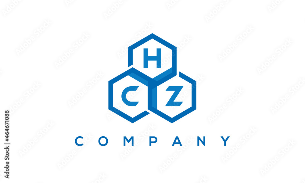 HCZ three letters creative polygon hexagon logo	