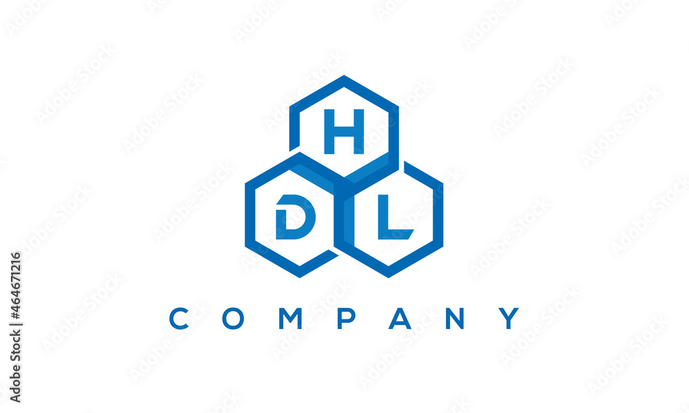 HDL three letters creative polygon hexagon logo HDL three letters creative polygon hexagon logo