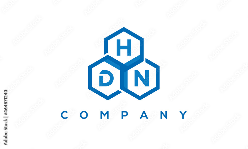 HDN three letters creative polygon hexagon logo	