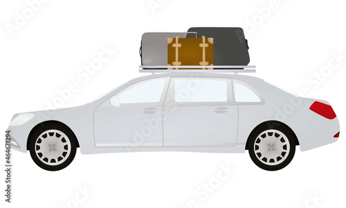 Travel car with suitcases. vector