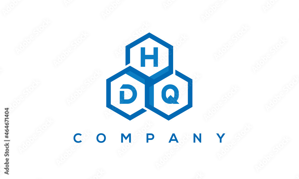 HDQ three letters creative polygon hexagon logo	