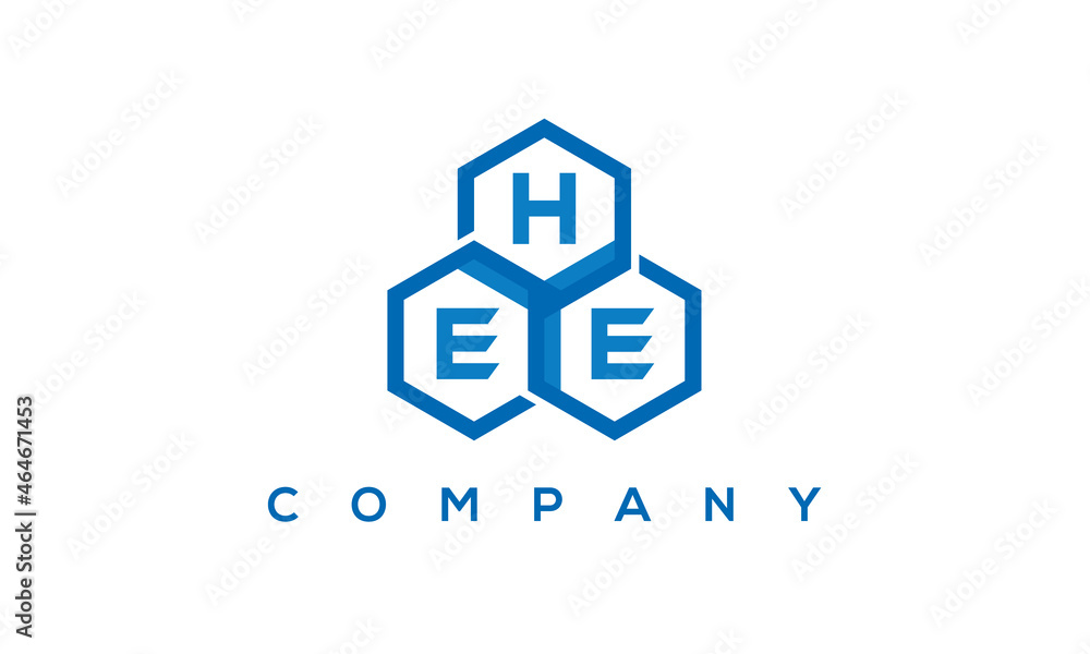 HEE three letters creative polygon hexagon logo	