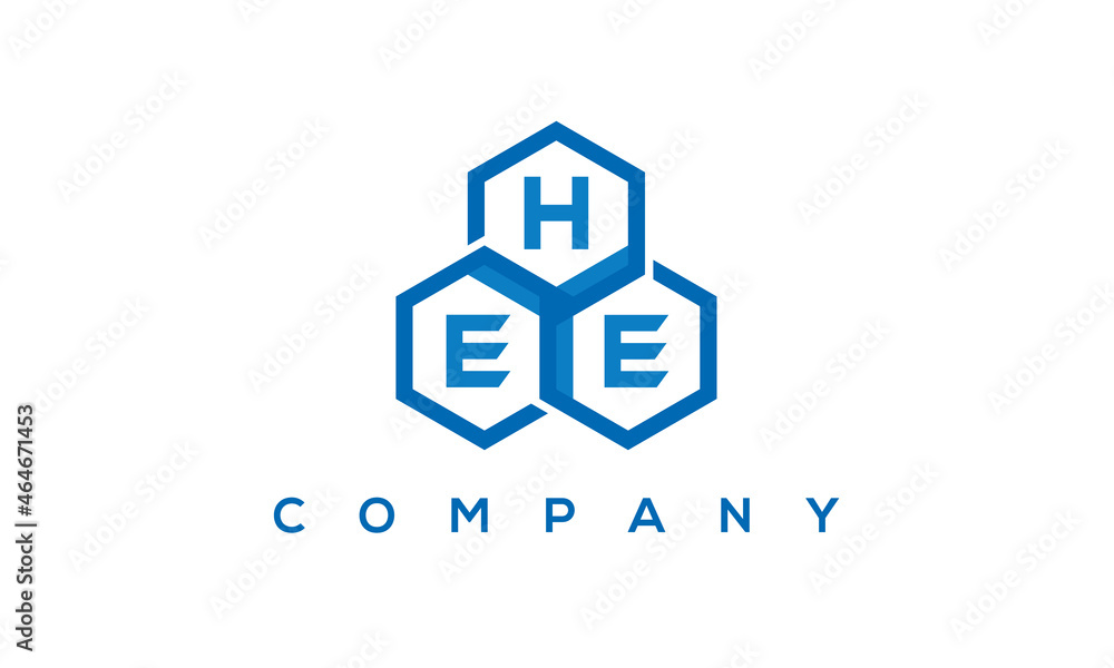 HEE three letters creative polygon hexagon logo HEE three letters creative polygon hexagon logo