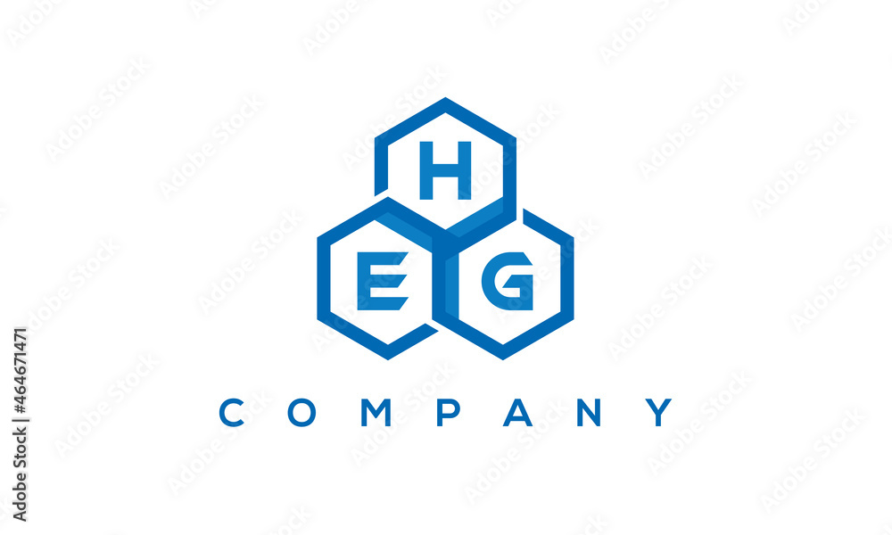 HEG three letters creative polygon hexagon logo HEG three letters creative polygon hexagon logo