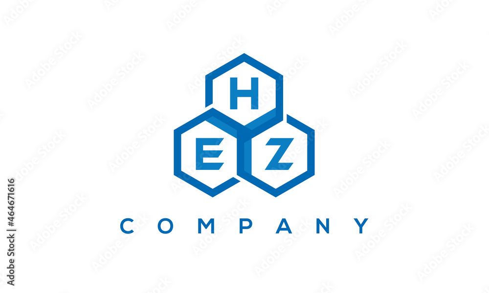 HEZ three letters creative polygon hexagon logo HEZ three letters creative polygon hexagon logo