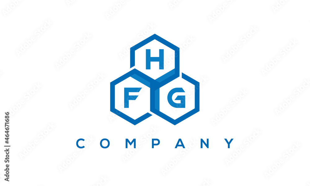 HFG three letters creative polygon hexagon logo	