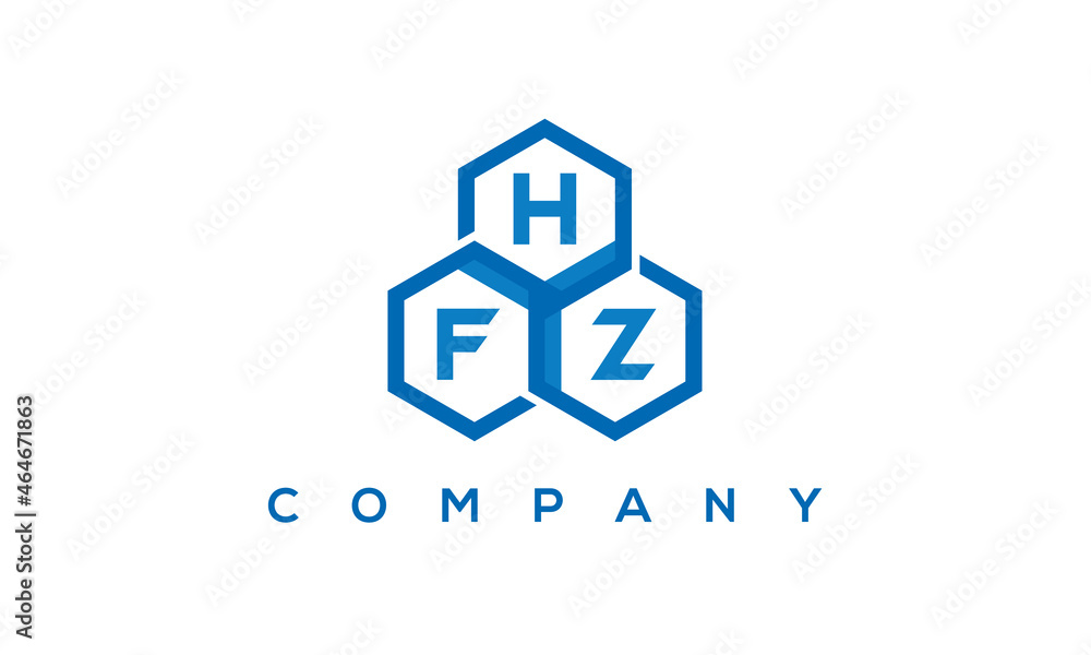 HFZ three letters creative polygon hexagon logo	