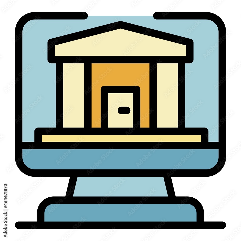 Online bank loan icon. Outline online bank loan vector icon color flat isolated Online bank loan icon. Outline online bank loan vector icon color flat isolated
