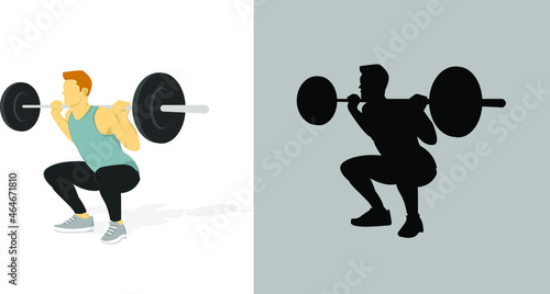 a man is lifting the load in fitness center, icon, clip art, silhouette, etc. by vector design