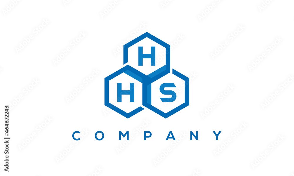 HHS three letters creative polygon hexagon logo	