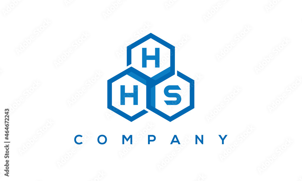 HHS three letters creative polygon hexagon logo HHS three letters creative polygon hexagon logo