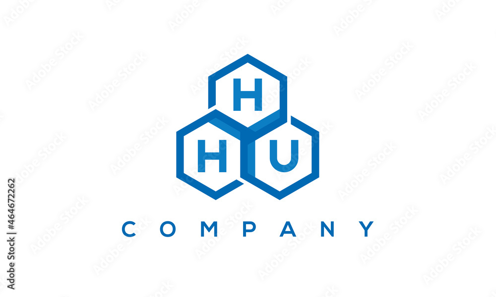 HHU three letters creative polygon hexagon logo	