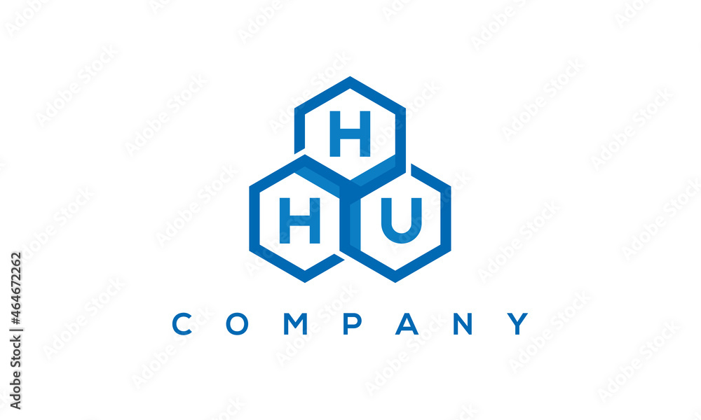 HHU three letters creative polygon hexagon logo HHU three letters creative polygon hexagon logo